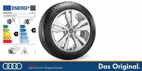 Original VW ID.3 Winterkomplettradsatz, Loen, Brillantsilber, 18 Zoll 215/55 R18 95T, Goodyear UltraGrip Performance Gen1 ⊕ SealTech