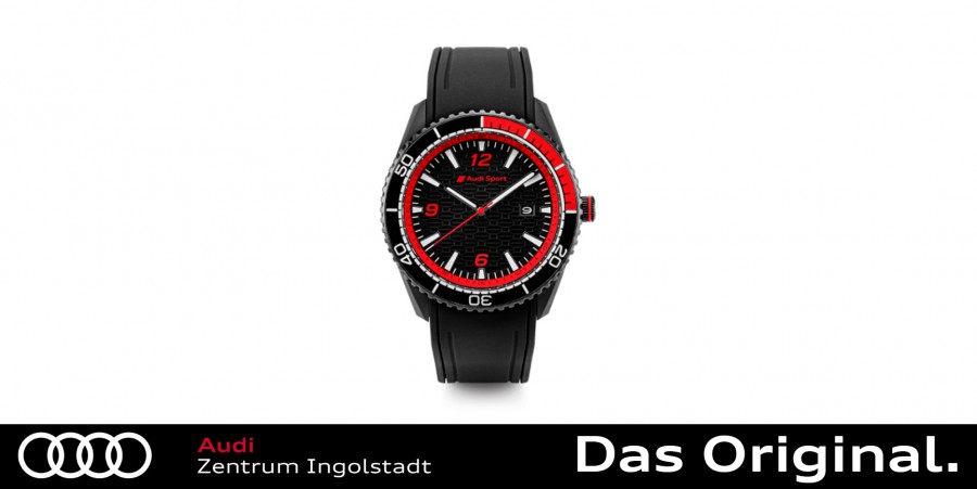 Original Audi Sport Uhr, Herren, schwarz/rot 3102000200 Original Audi Sport Uhr, Herren, schwarz/rot 3102000200
