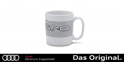 Original Audi quattro Tasse Schwarz Weiß 3291800700 Kaffeebecher Kaffeetasse 