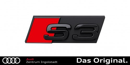 Original Audi RS3 Audiringe vorne hinten und Embleme Typenbezeichung schwarz  NEU, A3, Audi