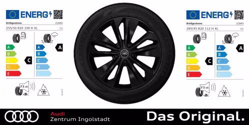 Original Audi Q6 e-tron / S Q6 e-tron 20 Zoll Winterkomplettradsatz 5-Doppelarm-Falx Bridgestone Blizzak LM005 Vorderachse: 255/50 R20 109H XL 8,5Jx20 ET 35 Hinterachse: 285/45 R20 112H XL 10,0Jx20 ET 39 Original Audi Q6 e-tron / S Q6 e-tron 20 Zoll Winterkomplettradsatz 5-Doppelarm-Falx Bridgestone Blizzak LM005 Vorderachse: 255/50 R20 109H XL 8,5Jx20 ET 35 Hinterachse: 285/45 R20 112H XL 10,0Jx20 ET 39