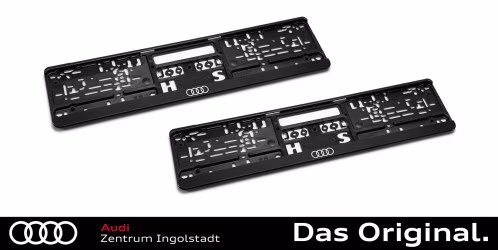 Original Audi Kennzeichenhalter / Nummernschildhalter Satz Vorne + Hinten, schwarz 3292100100