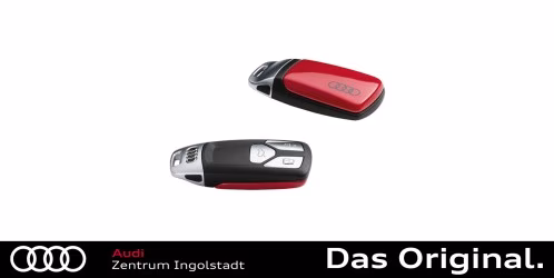 Original Audi Schlüsselblende rot metallic mit Audi Ringen, für Schlüssel mit Chromspange 8W0071208B Y3U