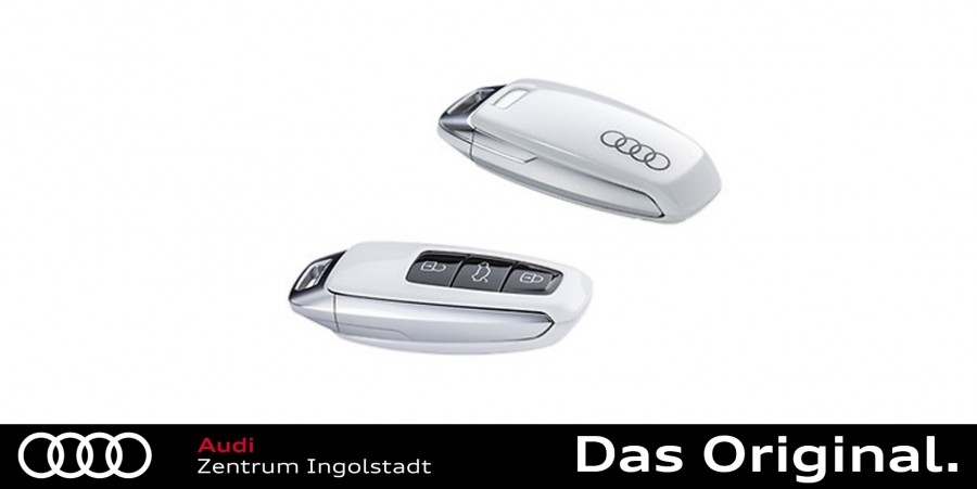 Original Audi Schlüsselblende Audi Ringen für Fahrzeugschlüssel Schlüssel  Cover Gletscherweiß 4N0071208A S9R