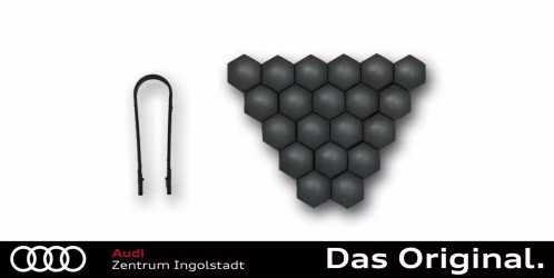 Original Audi und VW Abzieher incl. 20 Radschraubenkappen grau-metallic