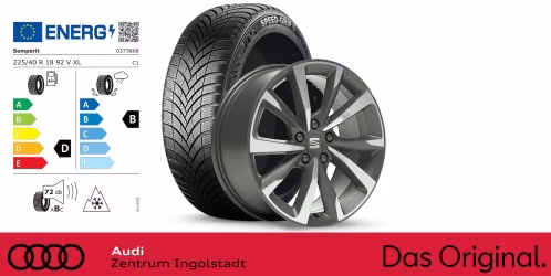 Original SEAT Leon 18 Zoll Winterkomplettradsatz Performance FR Machined grau Semperit SPEED-GRIP 5 / 225/40 R18 92 V XL / 7,5J x 18 ET46